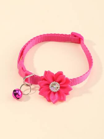 1pc Summer Flower Bell Pet Collar With Leash Hook