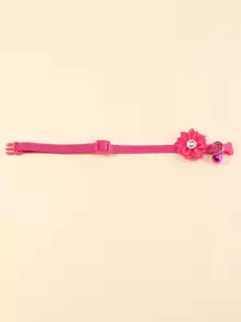 1入夏季花卉鈴鐺寵物項圈，帶牽繩鉤 - 玫紅色 - 查看 3