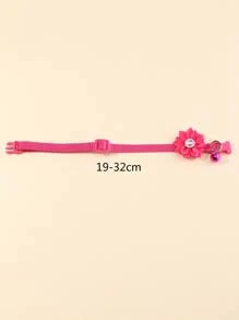 1入夏季花卉鈴鐺寵物項圈，帶牽繩鉤 - 玫紅色 - 查看 5