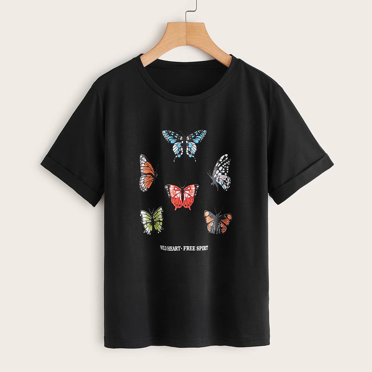 

Butterfly Print Tee, Black
