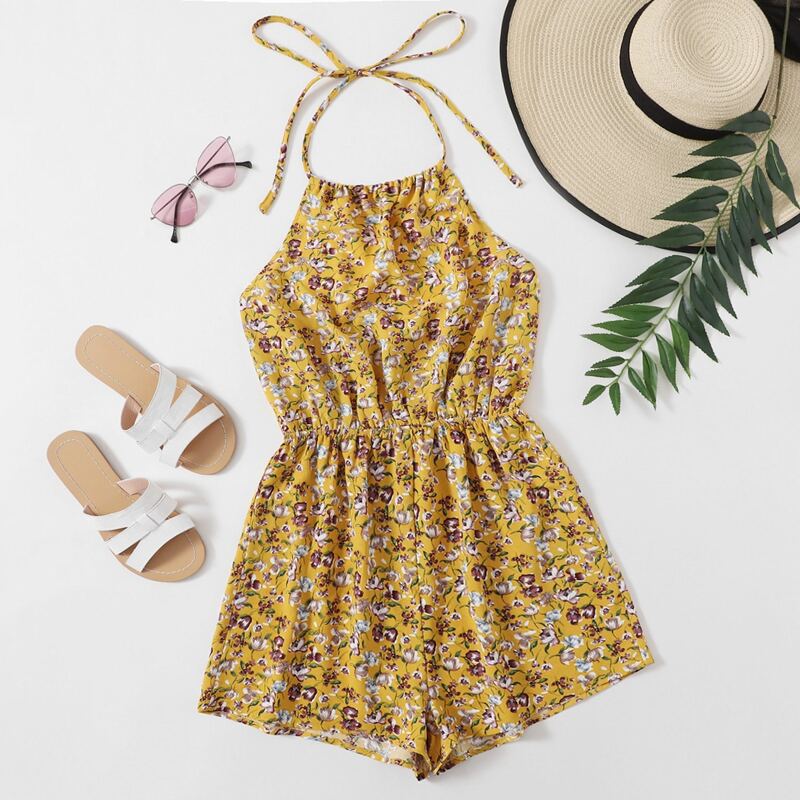 

Floral Tie Back Romper, Multicolor