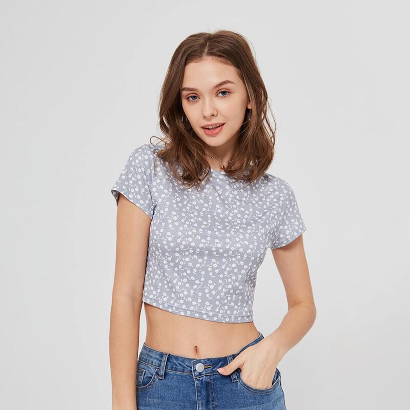 

Ditsy Floral Crop Top, Blue