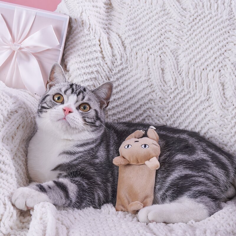 

Cartoon Cat Shaped Pet Sound Toy, Khaki