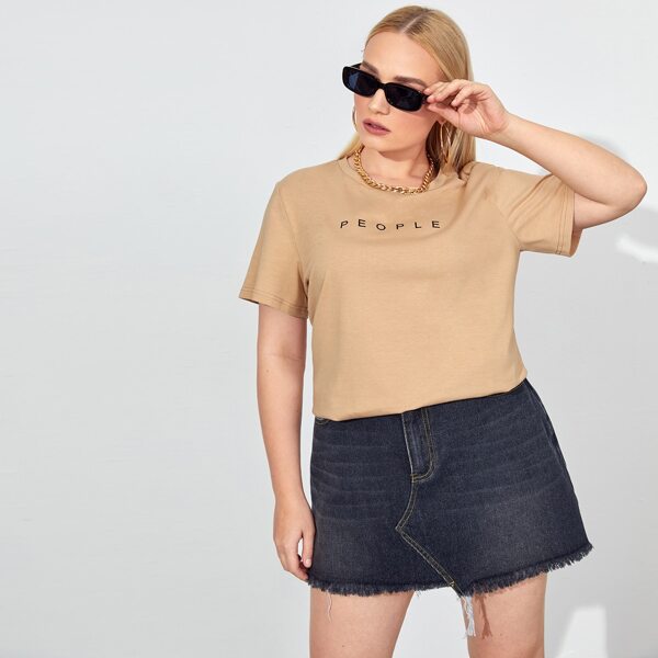 

Plus Letter Graphic Tee, Khaki