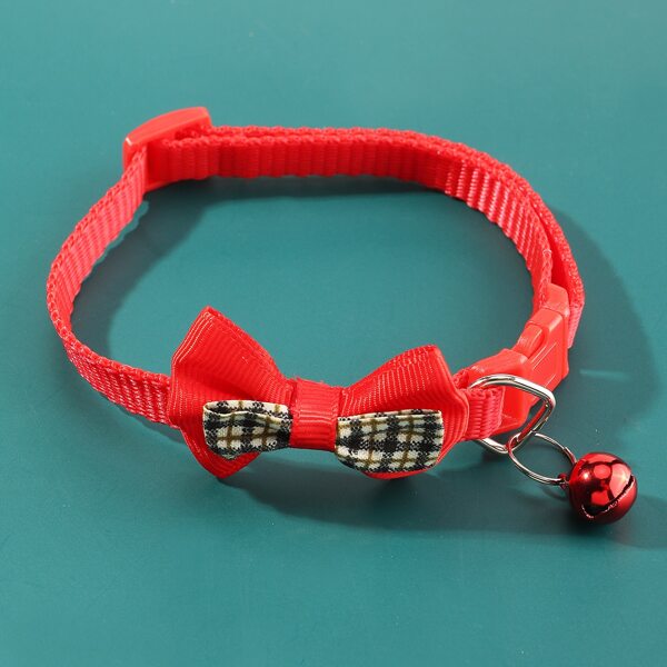 

Plaid Bow Decor Pet Collar, Red