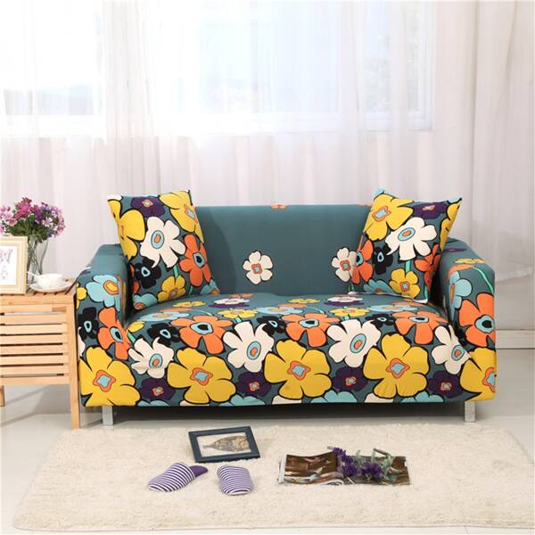 

Flower Print Stretchy Sofa Cover & 1pc Cushion Cover, Multicolor