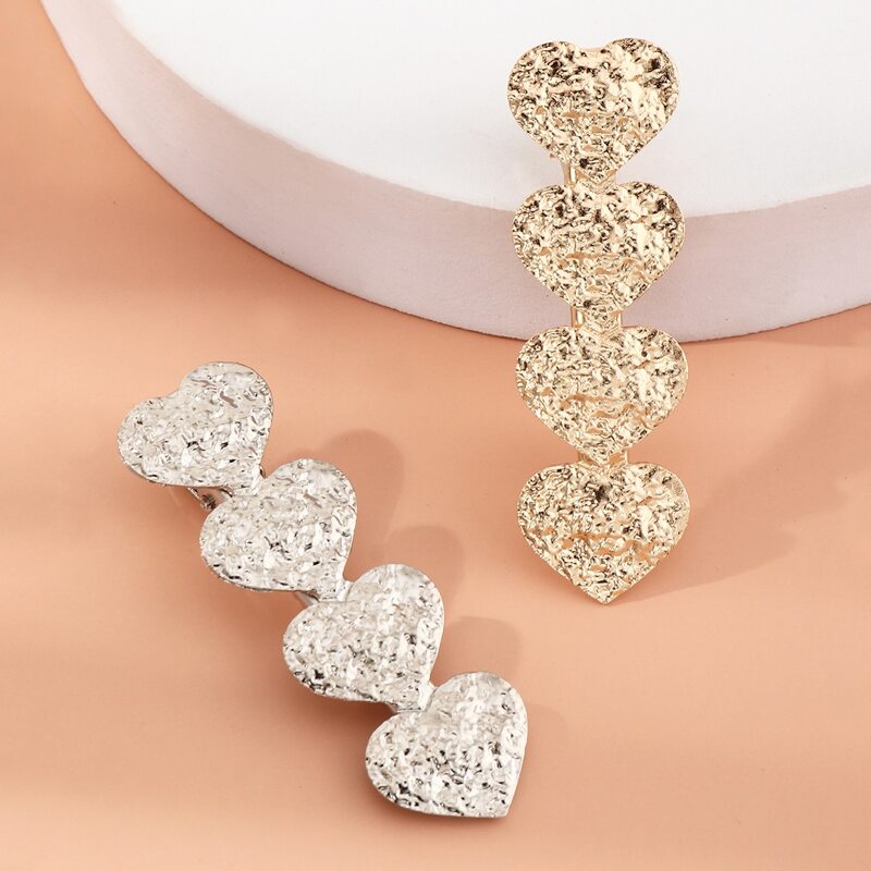 

2pcs Heart Design Hair Clip, Multicolor