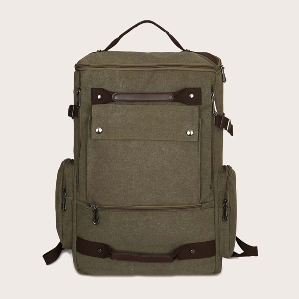 

Men Zip Front Large Capacity Backpack, Army green