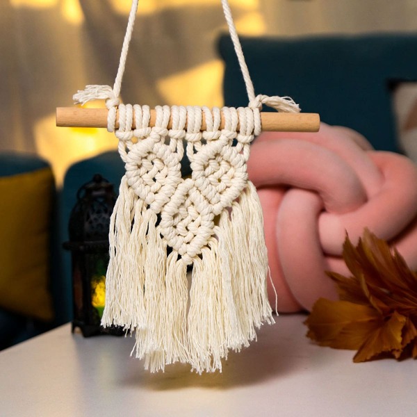 

1pc Tassel Woven Wall Hanging, Beige