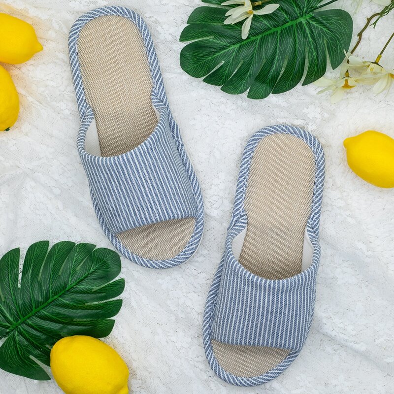 

Guys Open Toe Striped Slippers, Navy blue