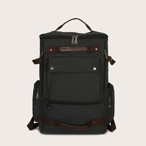 

Men Zip Front Large Capacity Backpack, Black