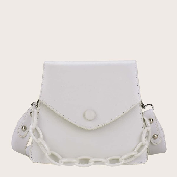 

Minimalist Flap Shoulder Bag, White