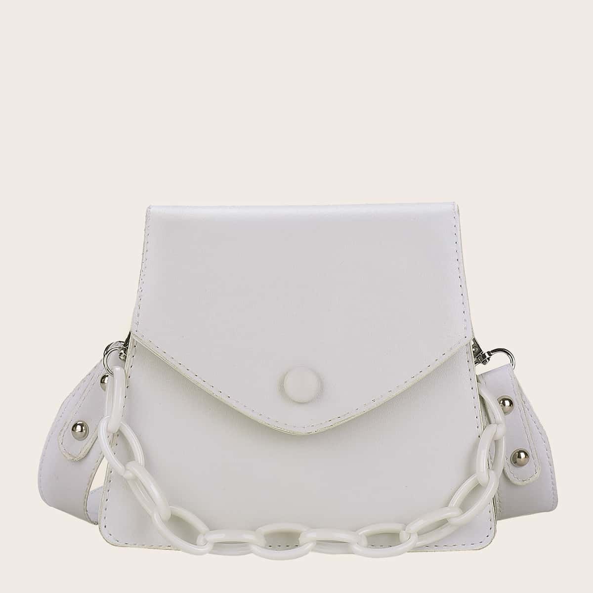 

Minimalist Flap Shoulder Bag, White