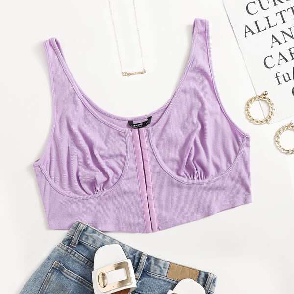 

Plus Solid Crop Tank Top, Lilac purple
