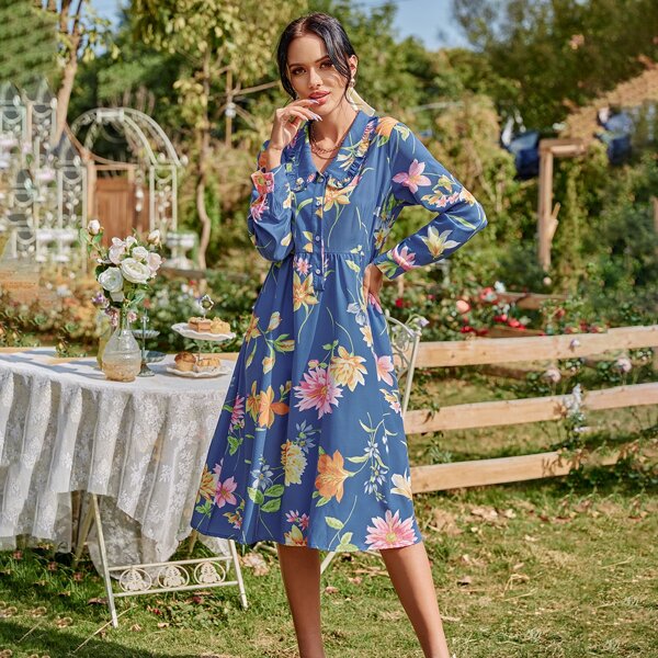 

Floral Print Shirt Dress, Multicolor