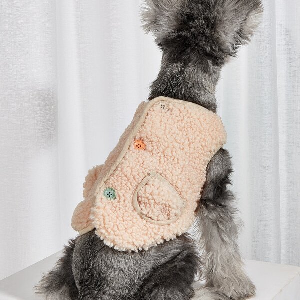 

Button Detail Teddy Pet Jacket, Khaki