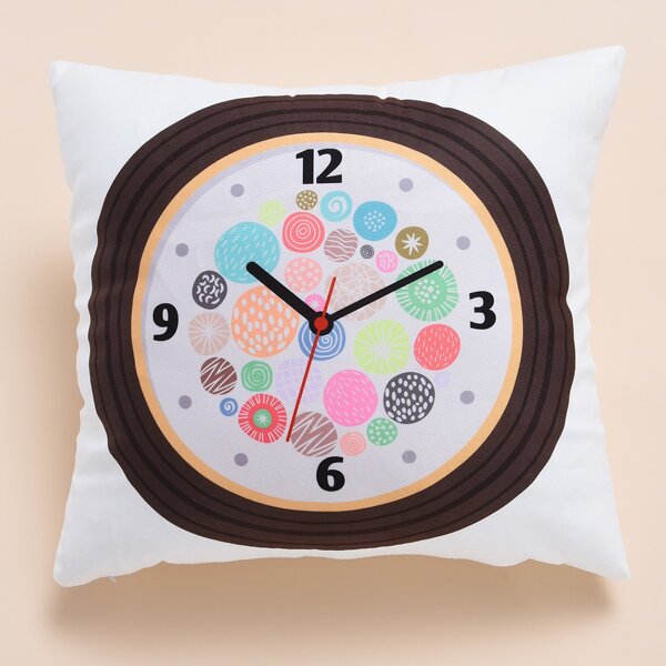 

Clock Pattern Cushion Cover Without Filler, Multicolor