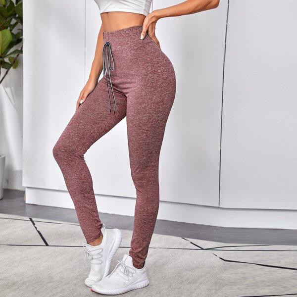 

High-Rise Drawstring Leggings, Burgundy