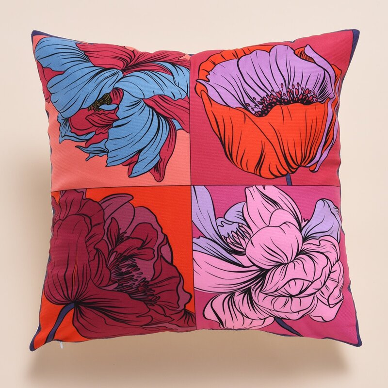 

Flower Print Cushion Cover Without Filler, Multicolor