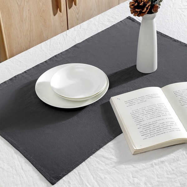 

1pc Solid Color Cotton Placemat, Dark grey