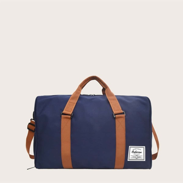 

Men Letter Patch Large Capacity Duffel Bag, Blue