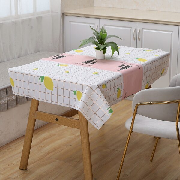 

Lemon Print Water Proof Tablecloth, Multicolor