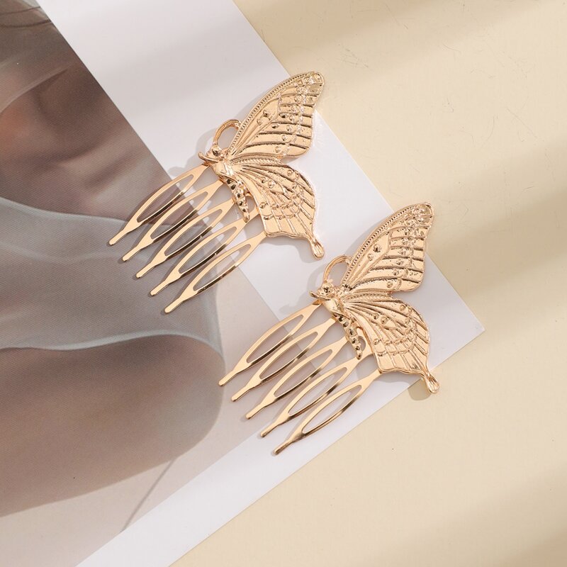 

2pcs Butterfly Decor Hair Pin, Gold