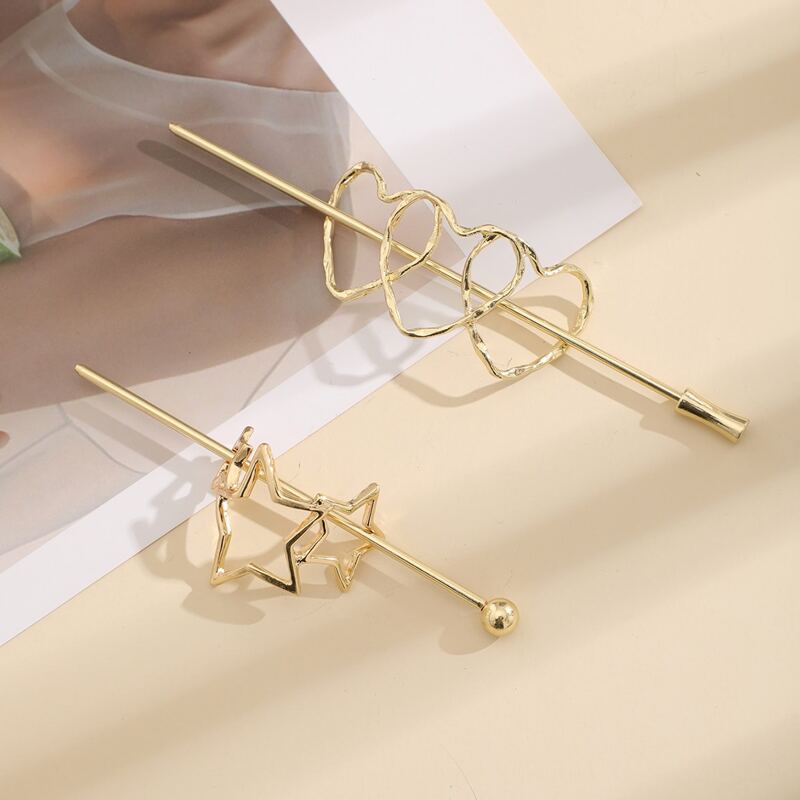

2pcs Star Decor Hair Pin, Gold