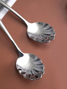 2pcs Stainless Steel Shell Spoon - Silver - View 3