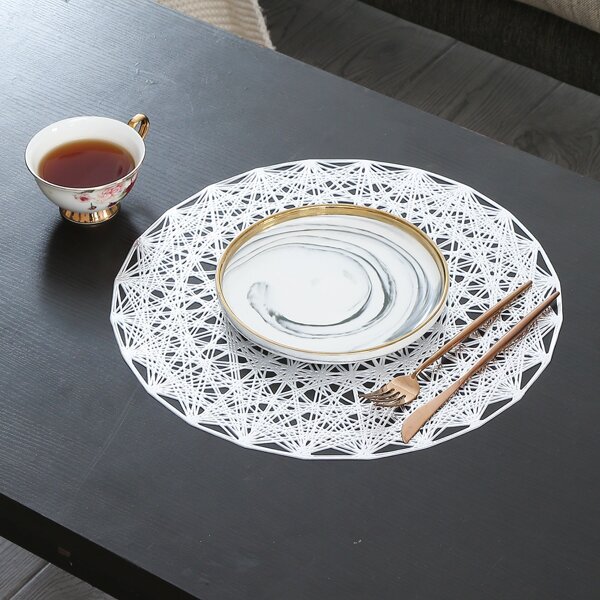 

1pc Geometric Hollow Placemat, Silver
