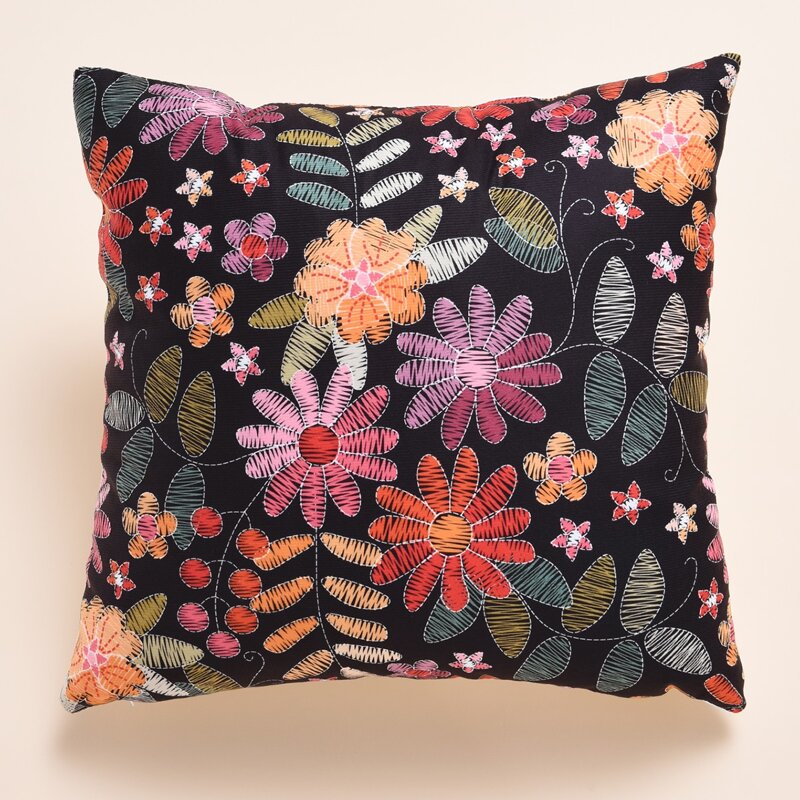 

Flower Print Cushion Cover Without Filler, Multicolor