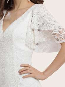 EVERPRETTY Vestido con encaje de manga con volante - Blanco - Ver 5