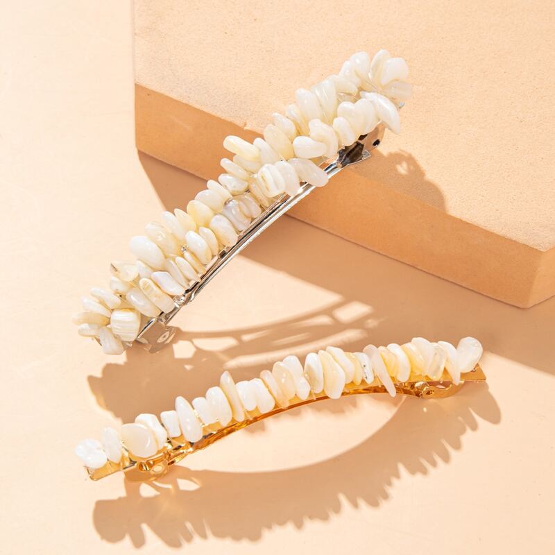 

2pcs Stone Decor Hair Clip, Multicolor
