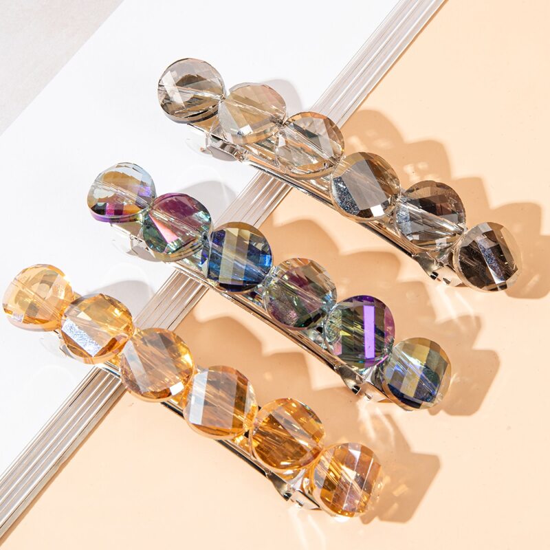 

3pcs Crystal Decor Hair Clip, Multicolor