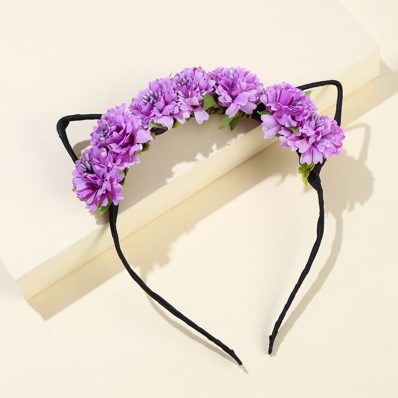 

Flower Decor Cartoon Ear Design Hair Hoop, Purple