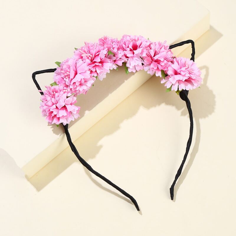 

Flower Decor Cartoon Ear Design Hair Hoop, Pink