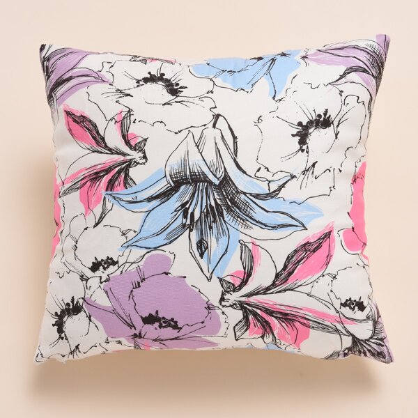 

Flower Print Cushion Cover Without Filler, Multicolor