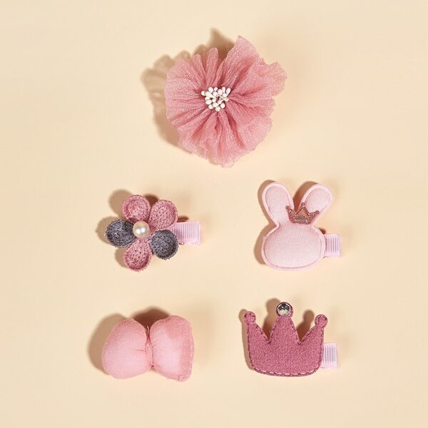 

5pcs Flower Decor Pet Hair Clip, Pink