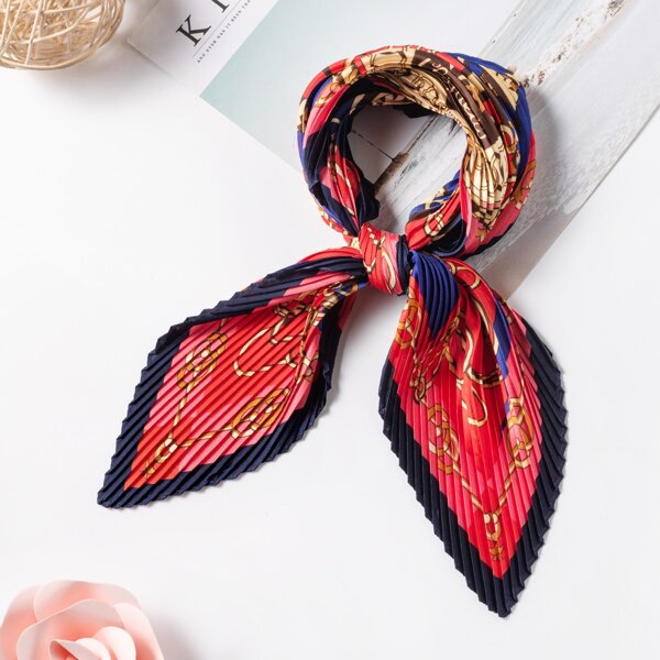 

Chain Print Pleated Bandana, Multicolor