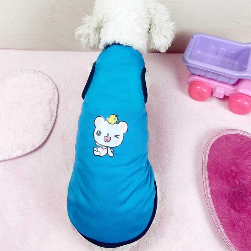 

Cartoon Graphic Contrast Binding Pet Tank, Blue
