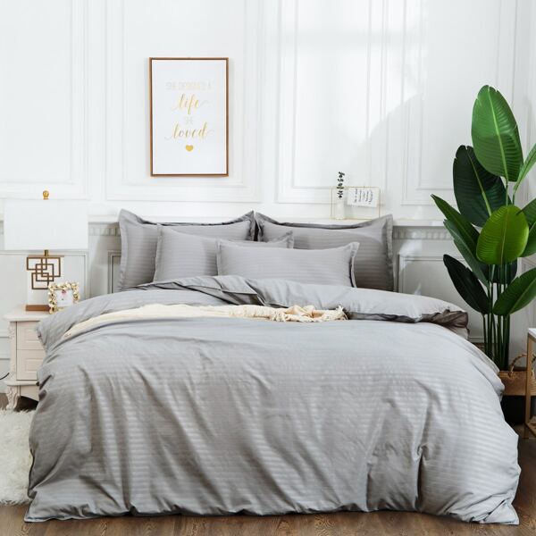 

Striped Pattern Duvet Cover Set Without Filler, Grey