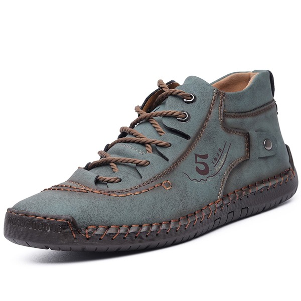 

Men Stitch Detail Lace Up Ankle Boots, Cadet blue