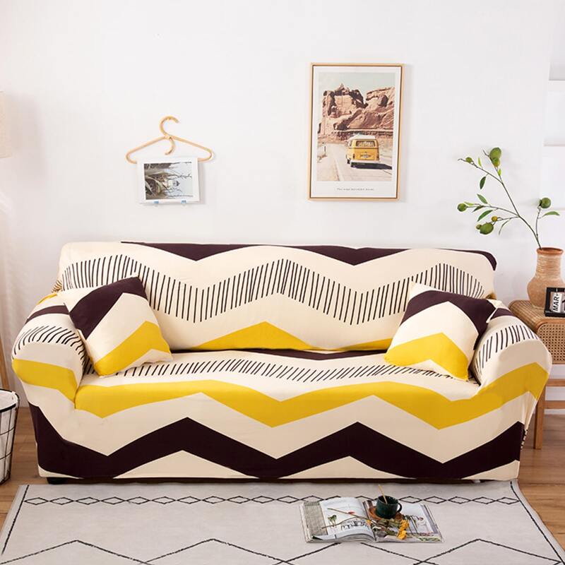 

Chevron Pattern Stretchy Sofa Cover & 1pc Cushion Cover, Multicolor