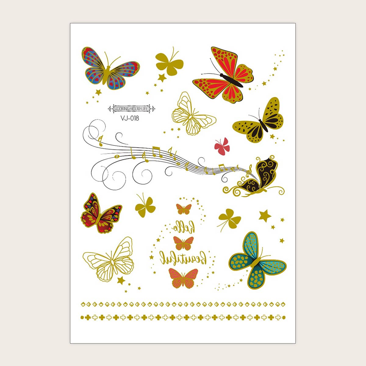 

1sheet Butterfly Pattern Tattoo Sticker, Multicolor