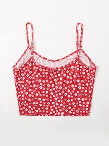 Soleia Ditsy Floral Cami Top - Red and White - View 2