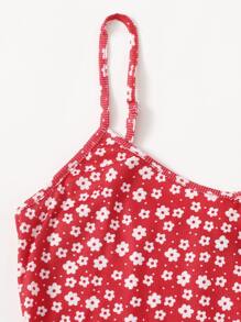 Soleia Ditsy Floral Cami Top - Red and White - View 5