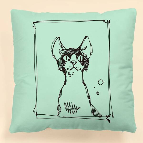 

Cartoon Graphic Cushion Cover Without Filler, Green