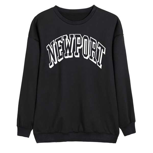

Letter Graphic Drop Shoulder Sweatshirt, Black