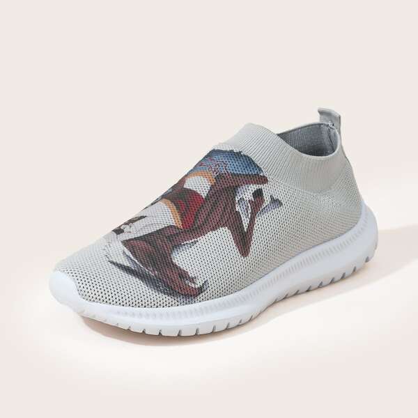 

Figure Graphic Knit Slip On Sneakers, Grey
