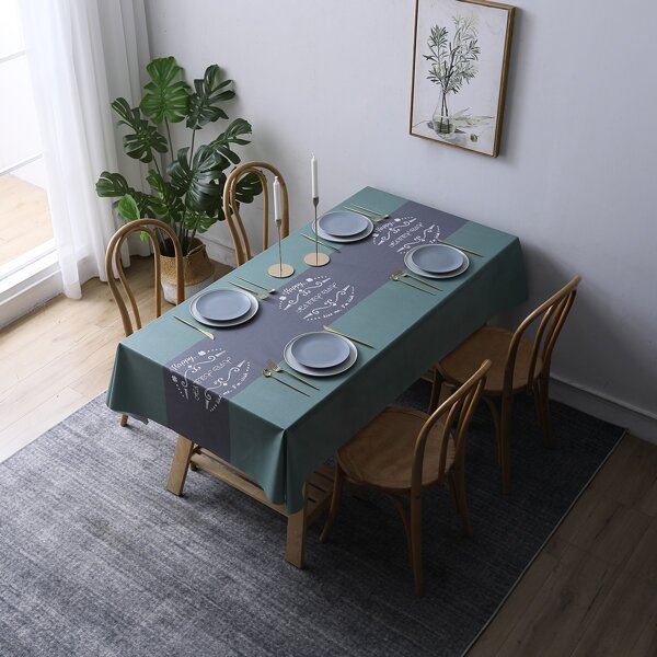 

Slogan Graphic Tablecloth, Multicolor